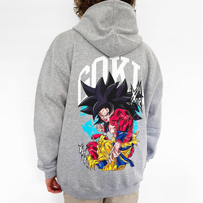 SSJ4 Goku Hoodie (Heather Grey) - mangastreetwear