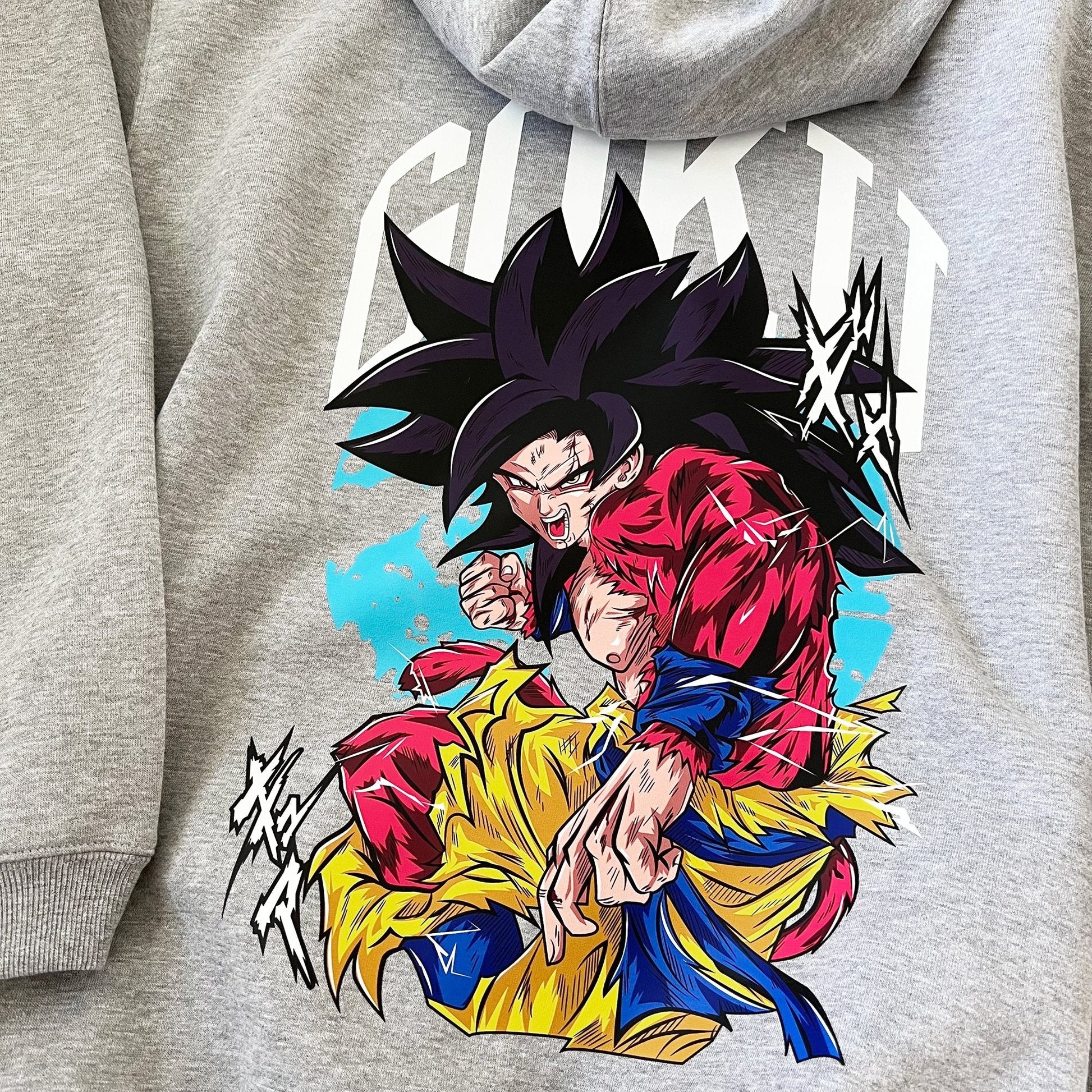 SSJ4 Goku Hoodie (Heather Grey) - mangastreetwear