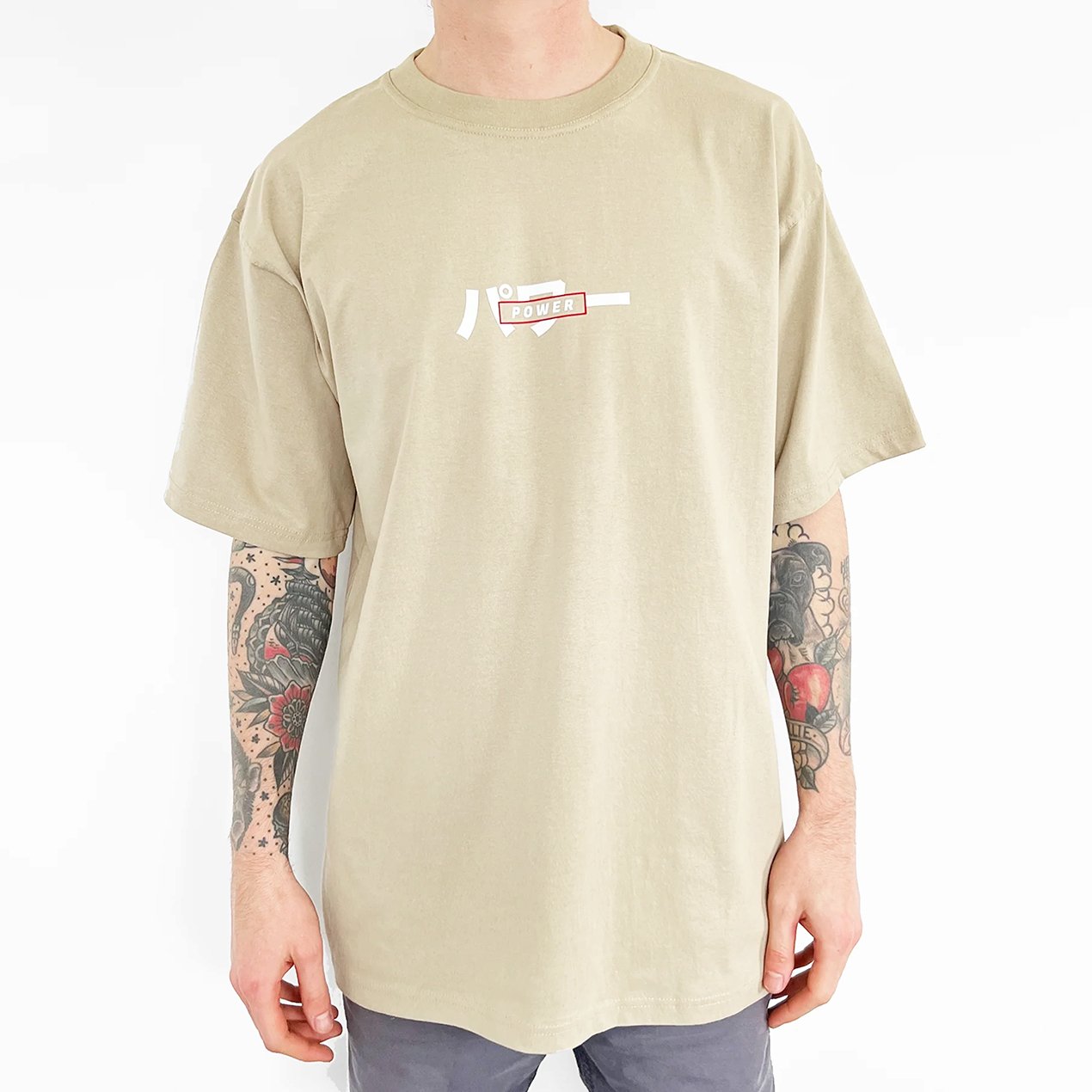 Power Tee (beige) - mangastreetwear