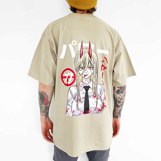 Power Tee (beige) - mangastreetwear