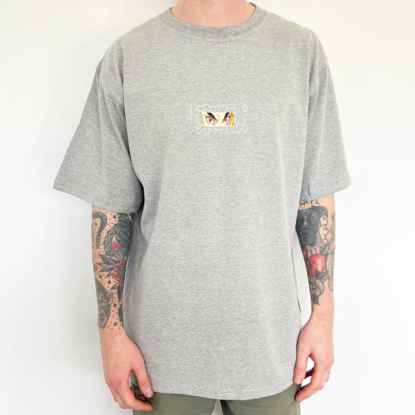 Rengoku Tee (heather grey) - mangastreetwear