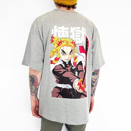 Rengoku Tee (heather grey) - mangastreetwear