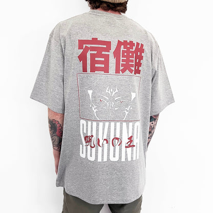 Sukuna Tee (heather grey) - mangastreetwear