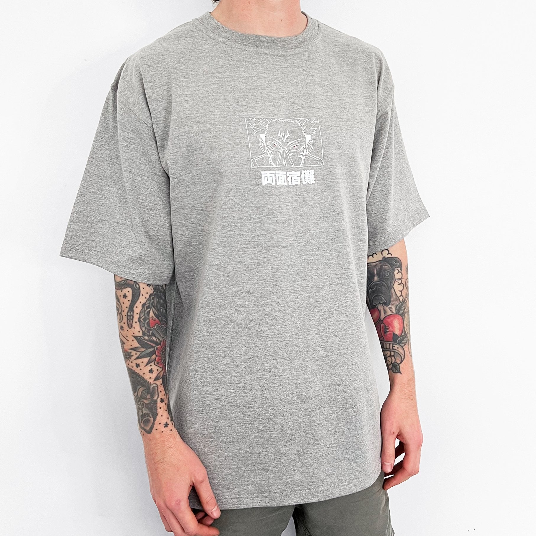 Sukuna Tee (heather grey) - mangastreetwear